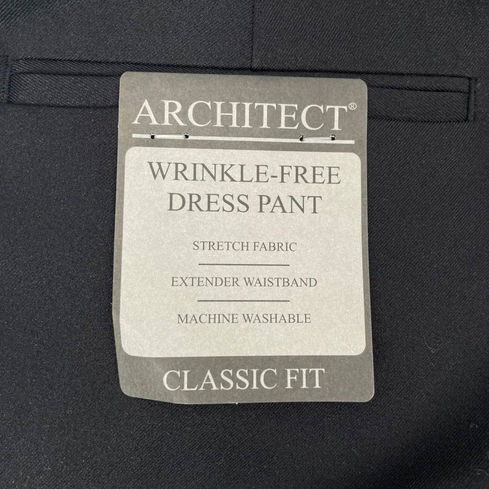 ARCHITECT Men 38x30 Black Classic Fit Wrinkle Free Dress Pants Stretch Extender - Picture 7 of 10